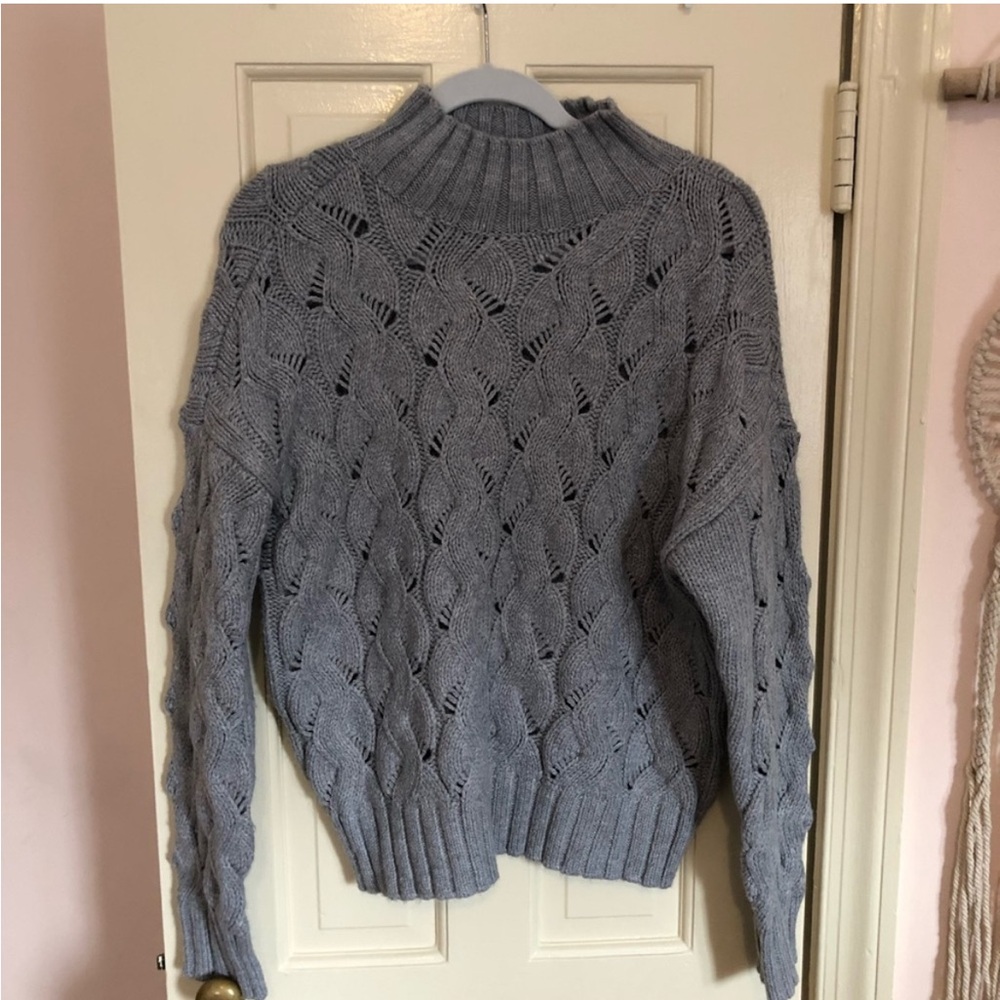 Vince Camuto Grey Mock Neck Knit Sweater - Picture 2 of 4